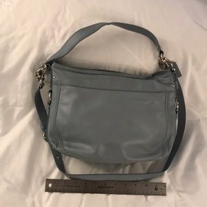 Coach Zoe Blue Cowhide Leather Shoulder Bag